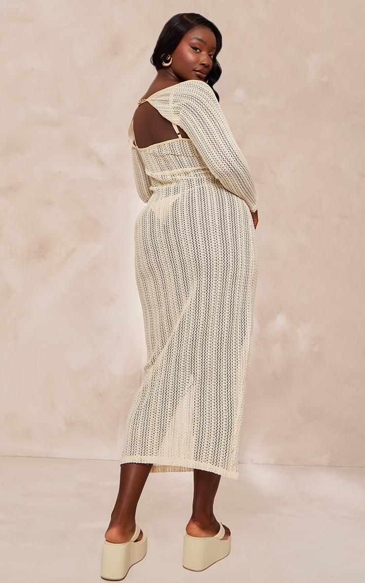 Plus Cream Detachable Sleeve Maxi Beach Dress Product Image