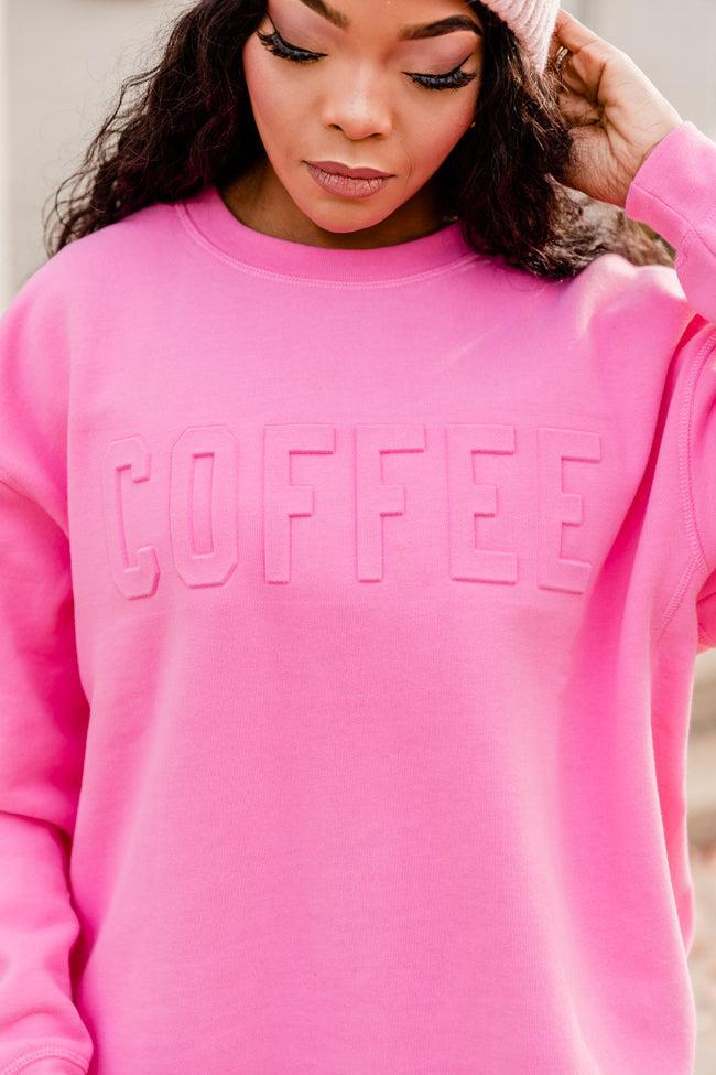 Coffee Embossed Power Pink Graphic Sweatshirt Product Image