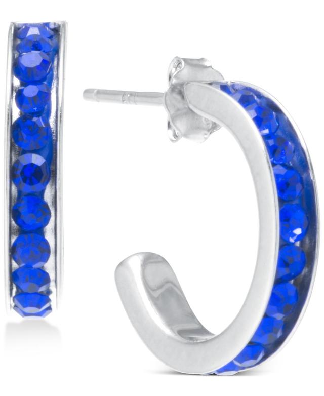 Small (5/8) Crystal Hoop Earrings in Sterling Silver Product Image