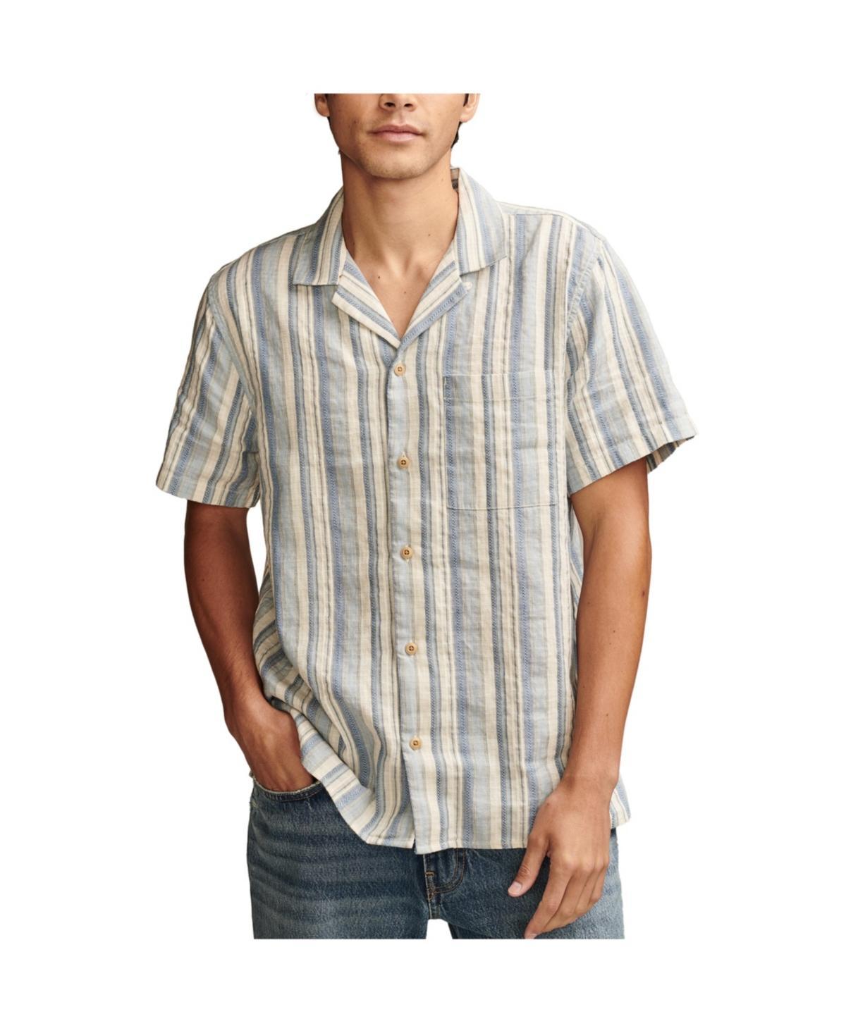 Lucky Brand Mens Striped Linen Camp Collar Shirt Product Image