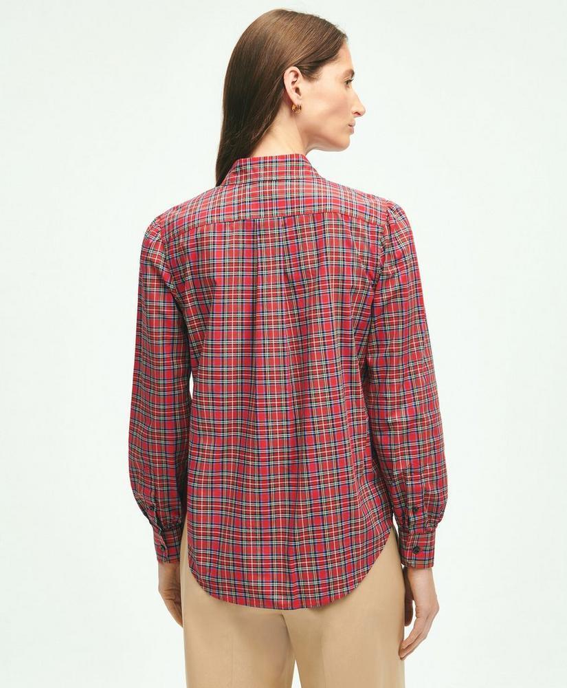 Cotton Plaid Ruffled Shirt Product Image