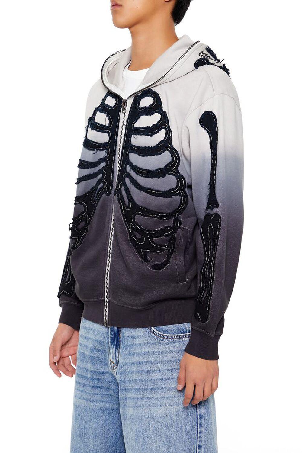 Gradient Stitched-On Bones Zip-Up Hoodie | Forever 21 Product Image