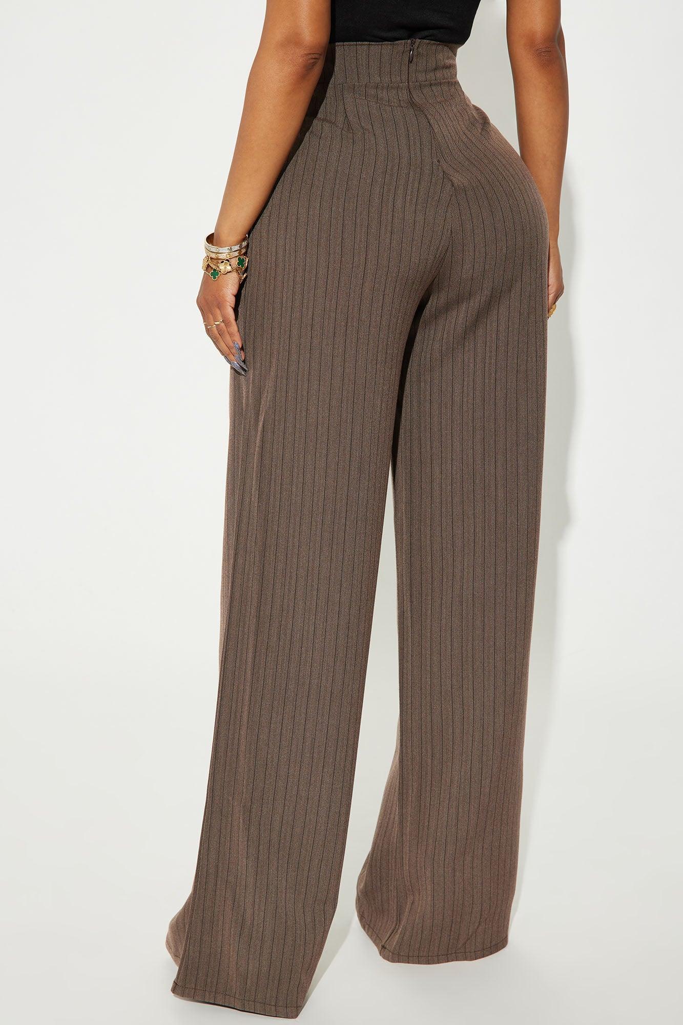 True Feeling Pinstripe Trouser - Chocolate Product Image