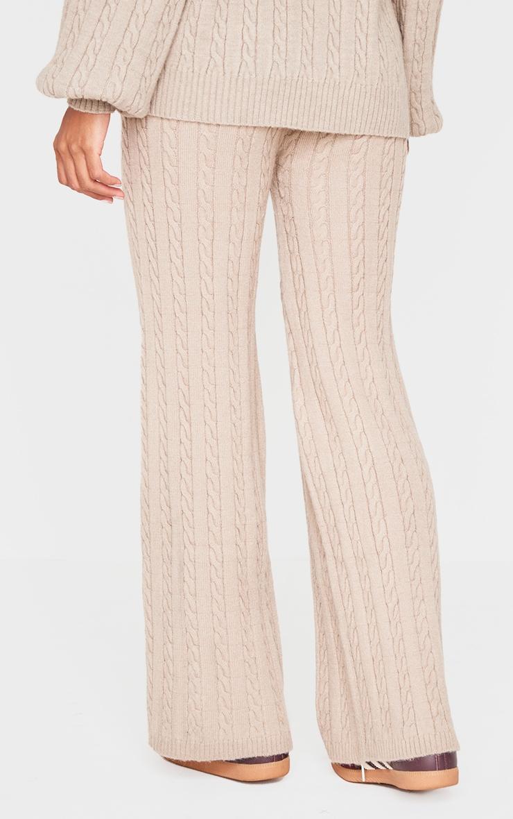 Mocha Cable Knit Wide Leg Pants Product Image