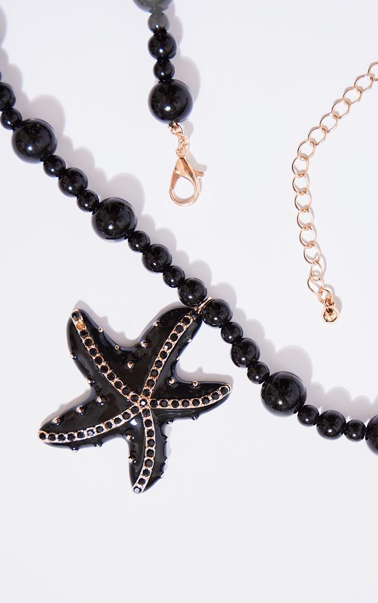 Black Beaded Starfish Detail Statement Necklace Product Image