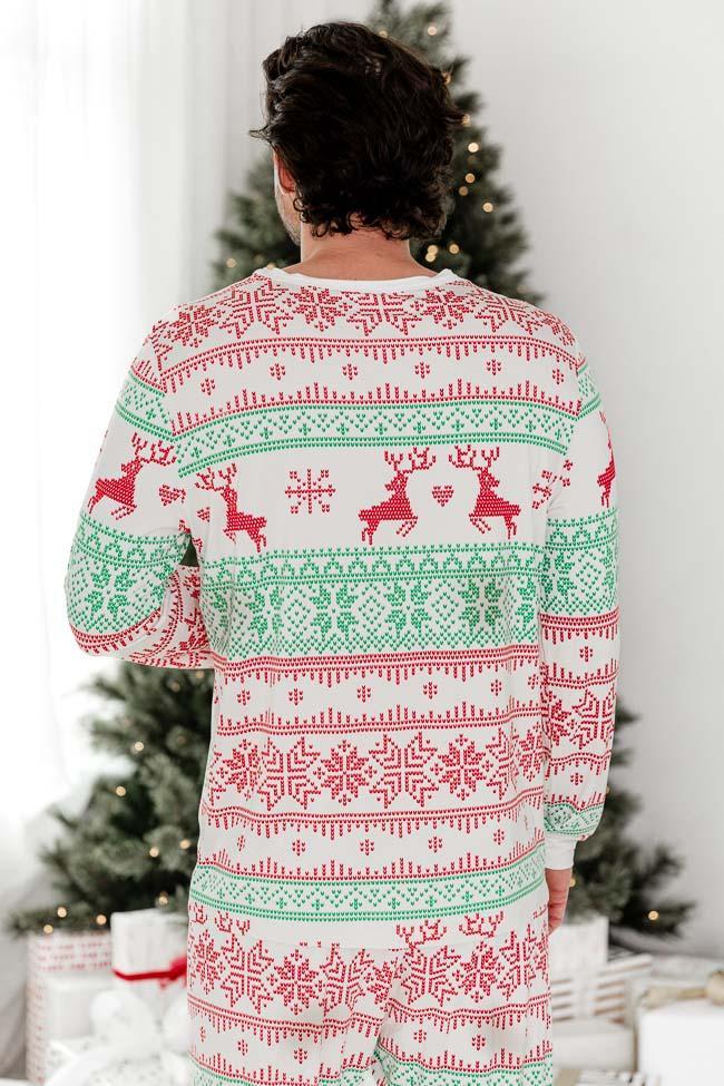 Sleigh All Day Men Red and Green Fair Isle Pajama Top FINAL SALE Product Image