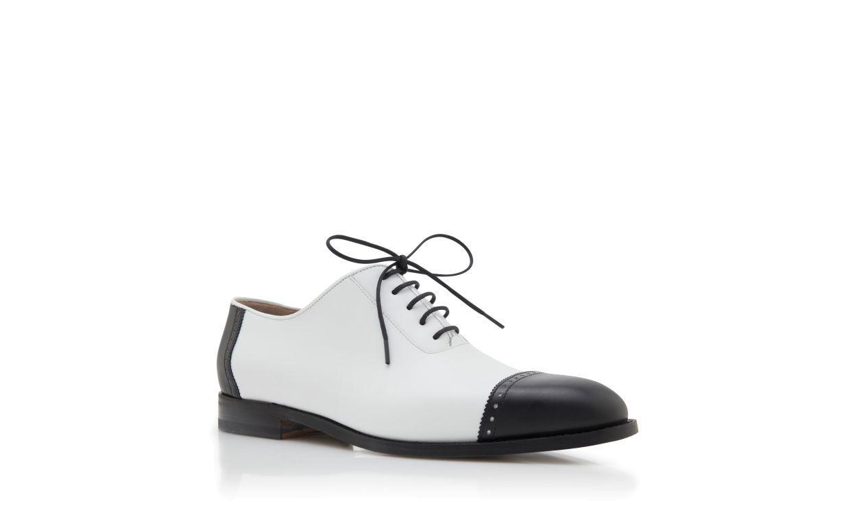 MANOLO Black and White Calf Leather Lace Up Shoes Product Image