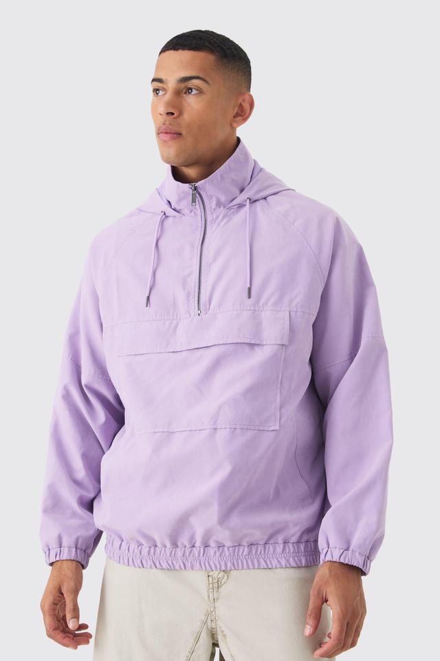 Peached Hooded Windbreaker In Lilac | boohooMAN USA Product Image