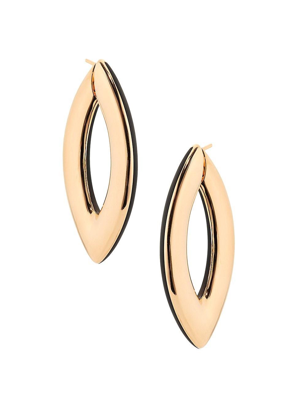 Womens Doppio Senso 18K Rose Gold & Jet Oval Hoop Earrings Product Image