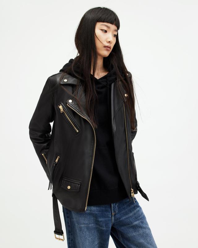 Billie Leather Oversized Biker Jacket Product Image