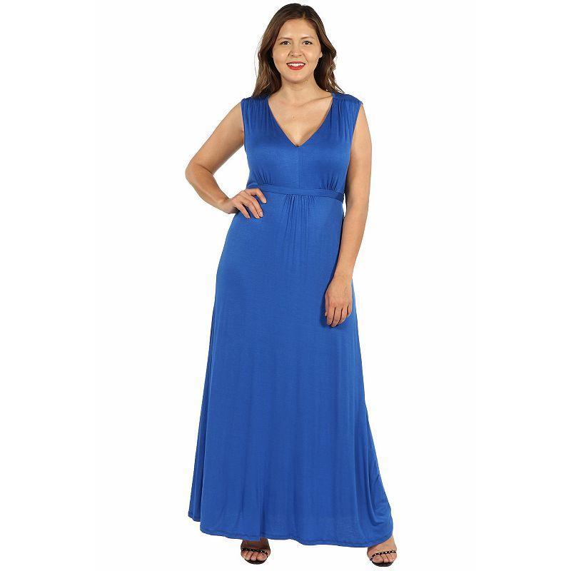 Plus Size 24seven Comfort Apparel Sleeveless Empire Waist Maxi Dress, Womens Product Image