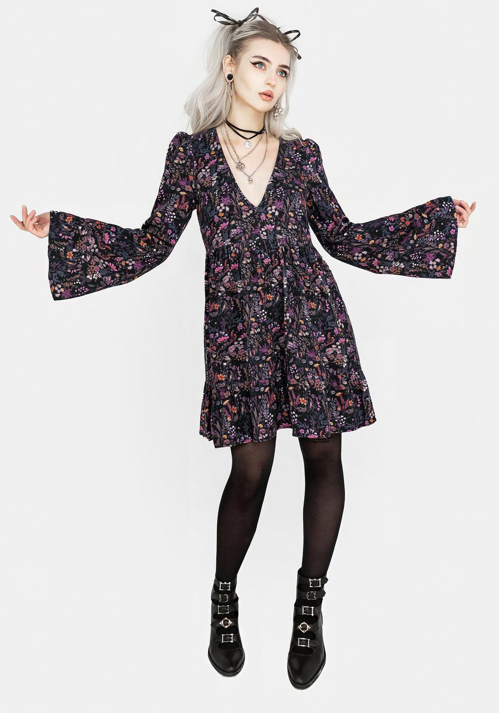 Heliotrope Floral Mini Smock Dress Product Image