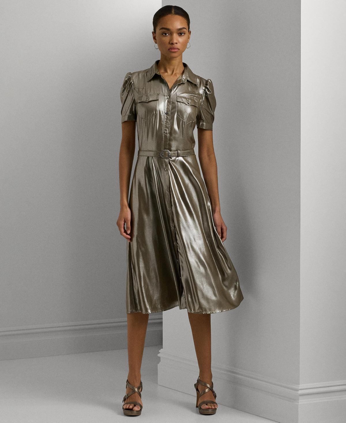 Women's Metallic Chiffon Shirtdress Product Image