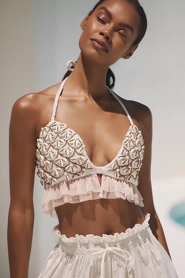 By Anthropologie Shell-Embellished Crop Cami Product Image