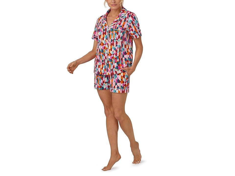 Geometric-Print Short Jersey Pajama Set Product Image