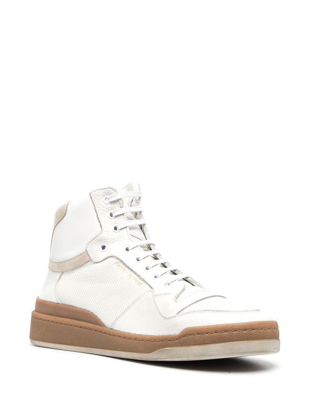 Sl24 Mid-top Sneakers In Leather And Suede In White Product Image