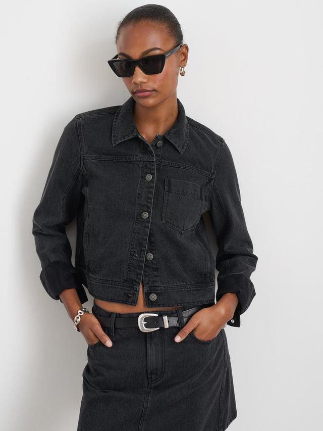 Betty Cropped Jacket In Black Denim Product Image