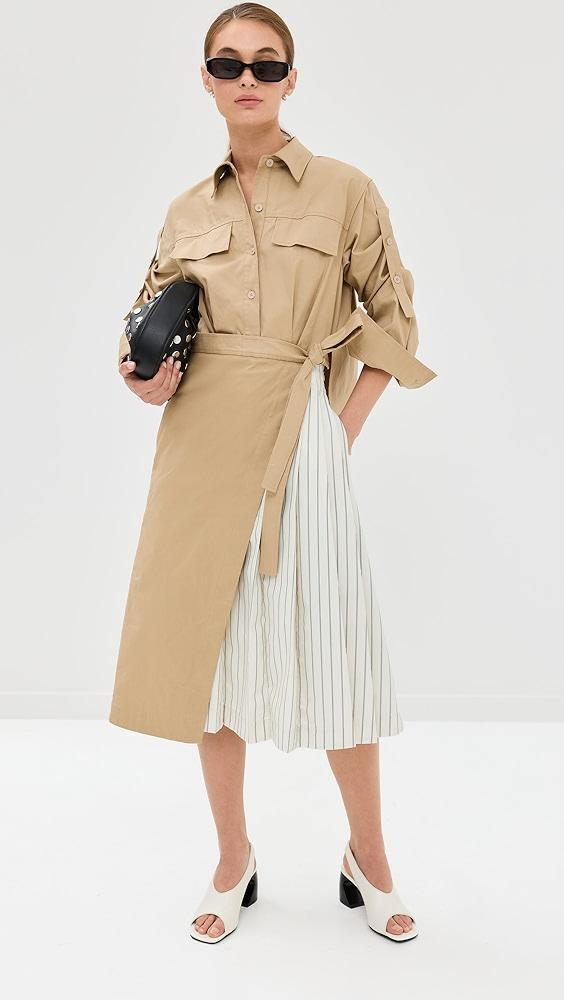 3.1 Phillip Lim Wrap Shirt Dress With Pleated Poplin Combo | Shopbop Product Image