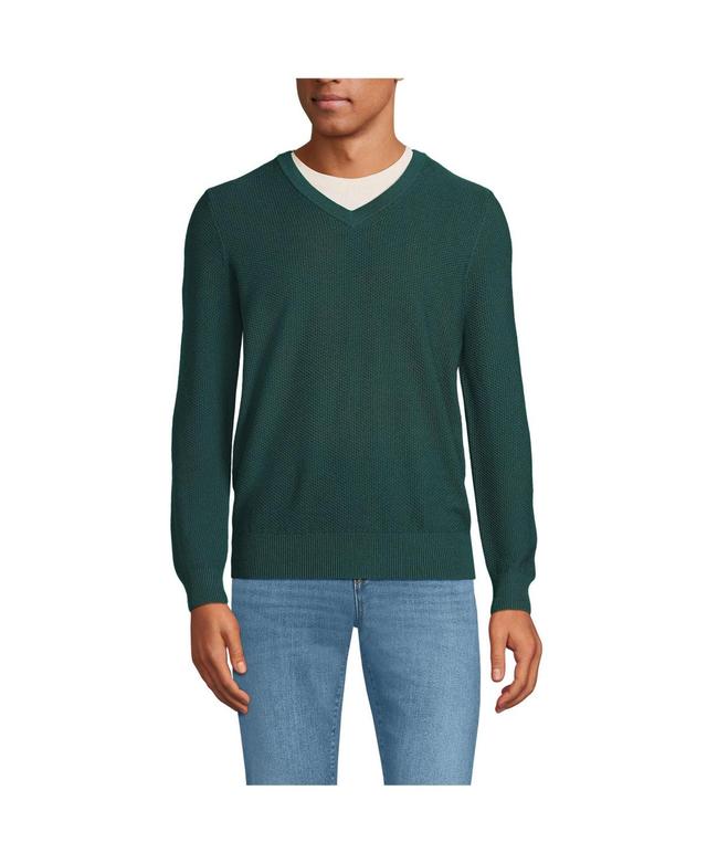 Mens Lands End Washable Merino Wool V-Neck Sweater Radiant Blue Product Image