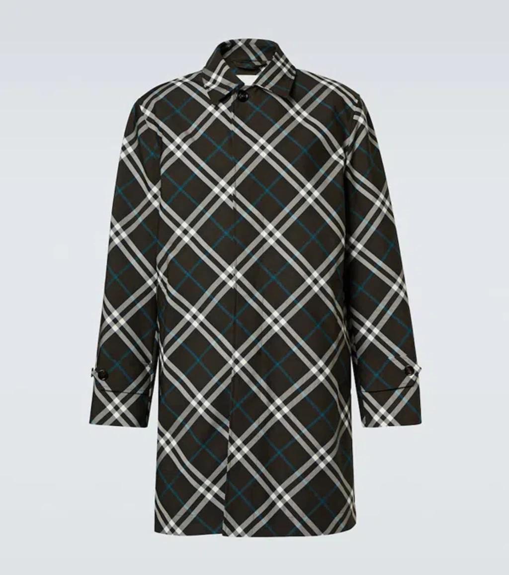 BURBERRY Check Car Coat In Green Product Image