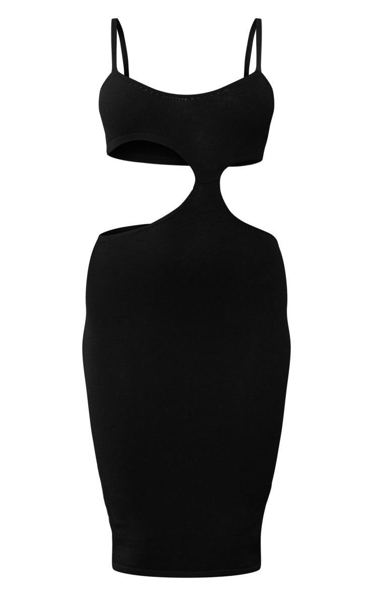 Black Extreme Cut Out Knitted Midi Dress Product Image