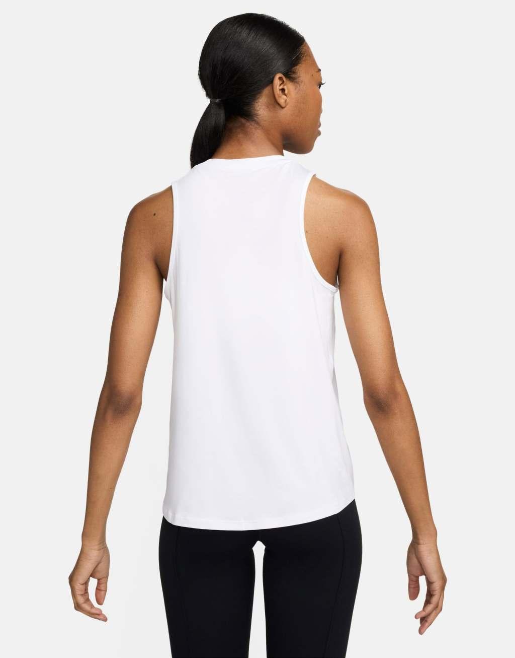 Nike One Training Dri-Fit classic tank top in white Product Image