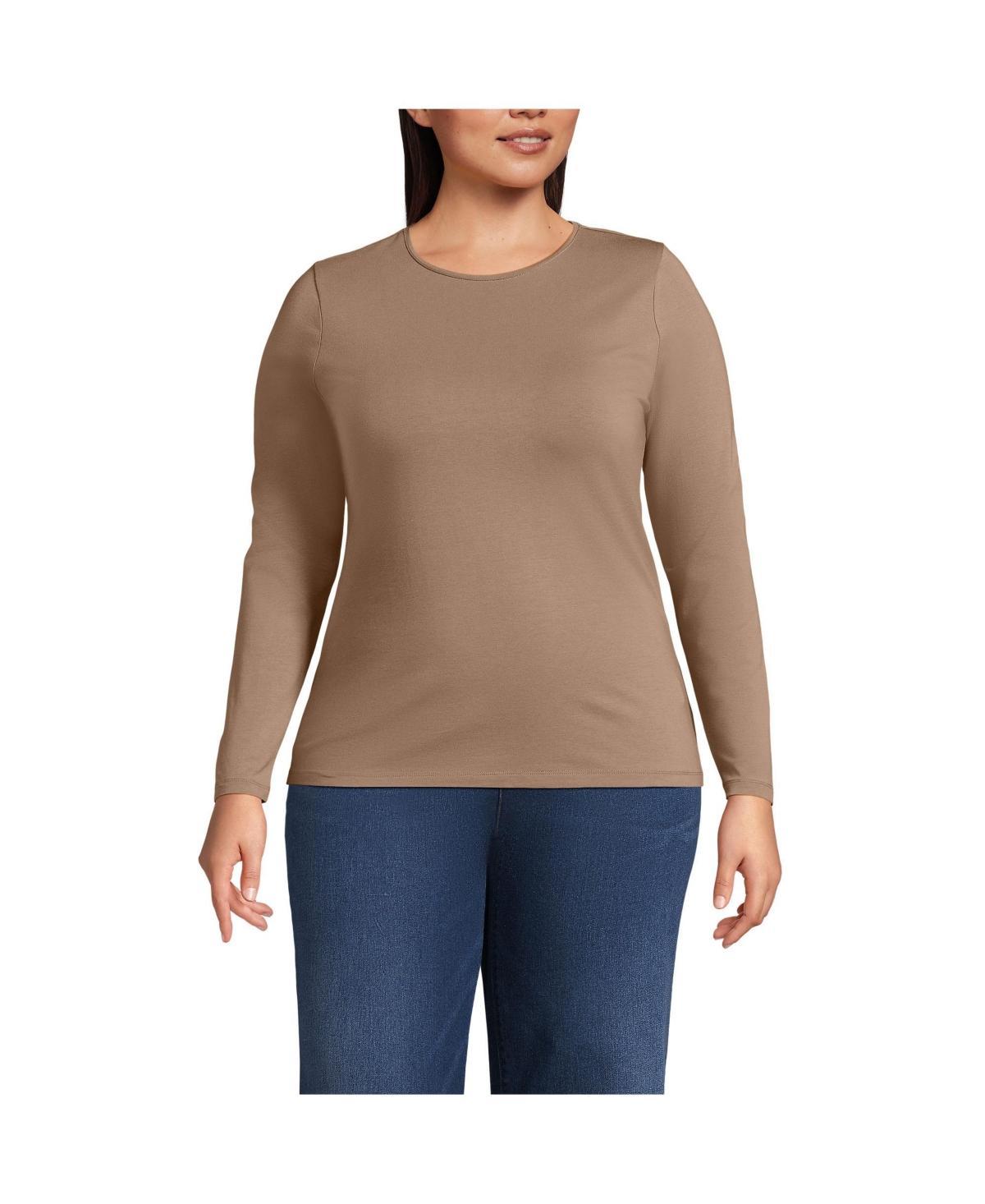 Lands End Plus Size Long Sleeve Lightweight Jersey Crew Neck Top Product Image