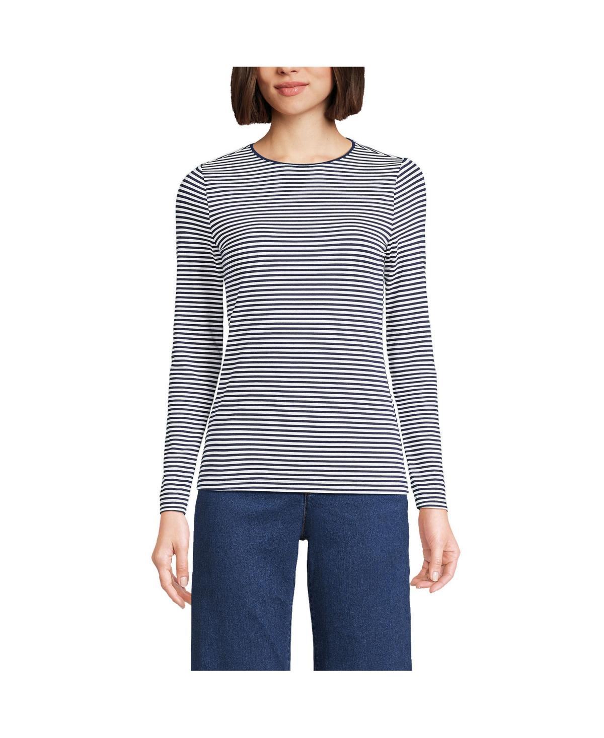 Petite Lands End Lightweight Jersey Skimming Long Sleeve Crewneck T-shirt, Womens Product Image