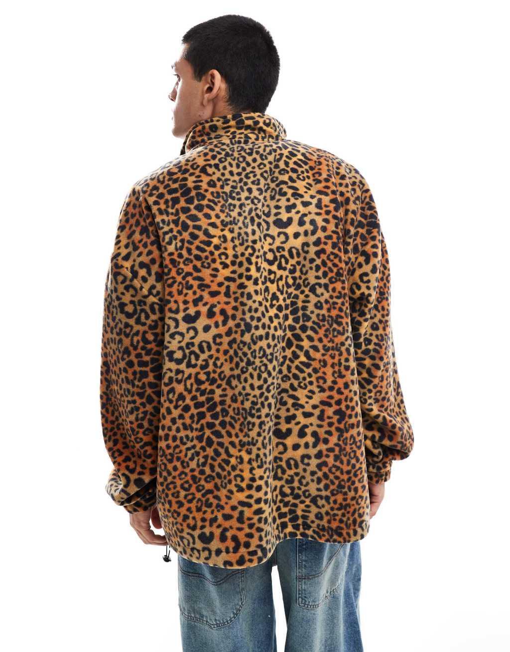 COLLUSION animal print half zip tech fleece with print  Product Image