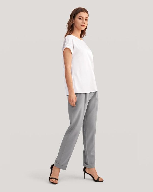 Tucked Tapered Silk Pants Product Image