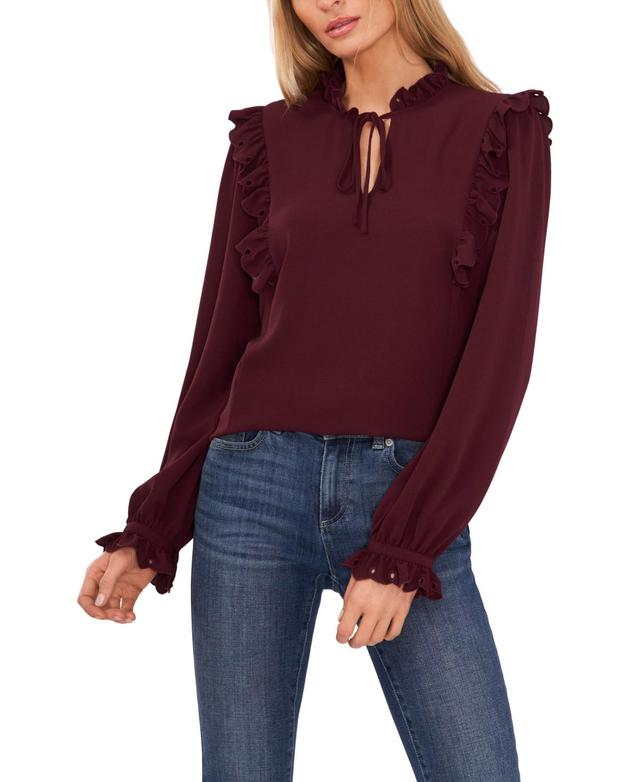 CeCe Ruffle Neck Long Sleeve Blouse Product Image