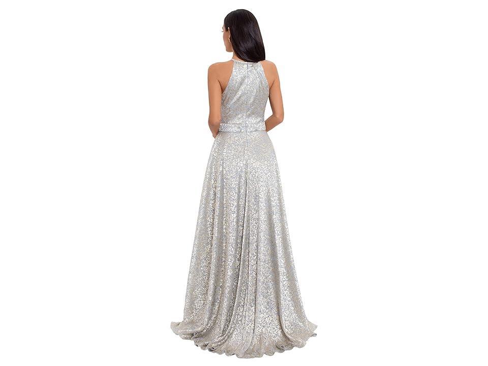 Betsy & Adam Womens Crinkle Foil Ball Gown - Grey Product Image