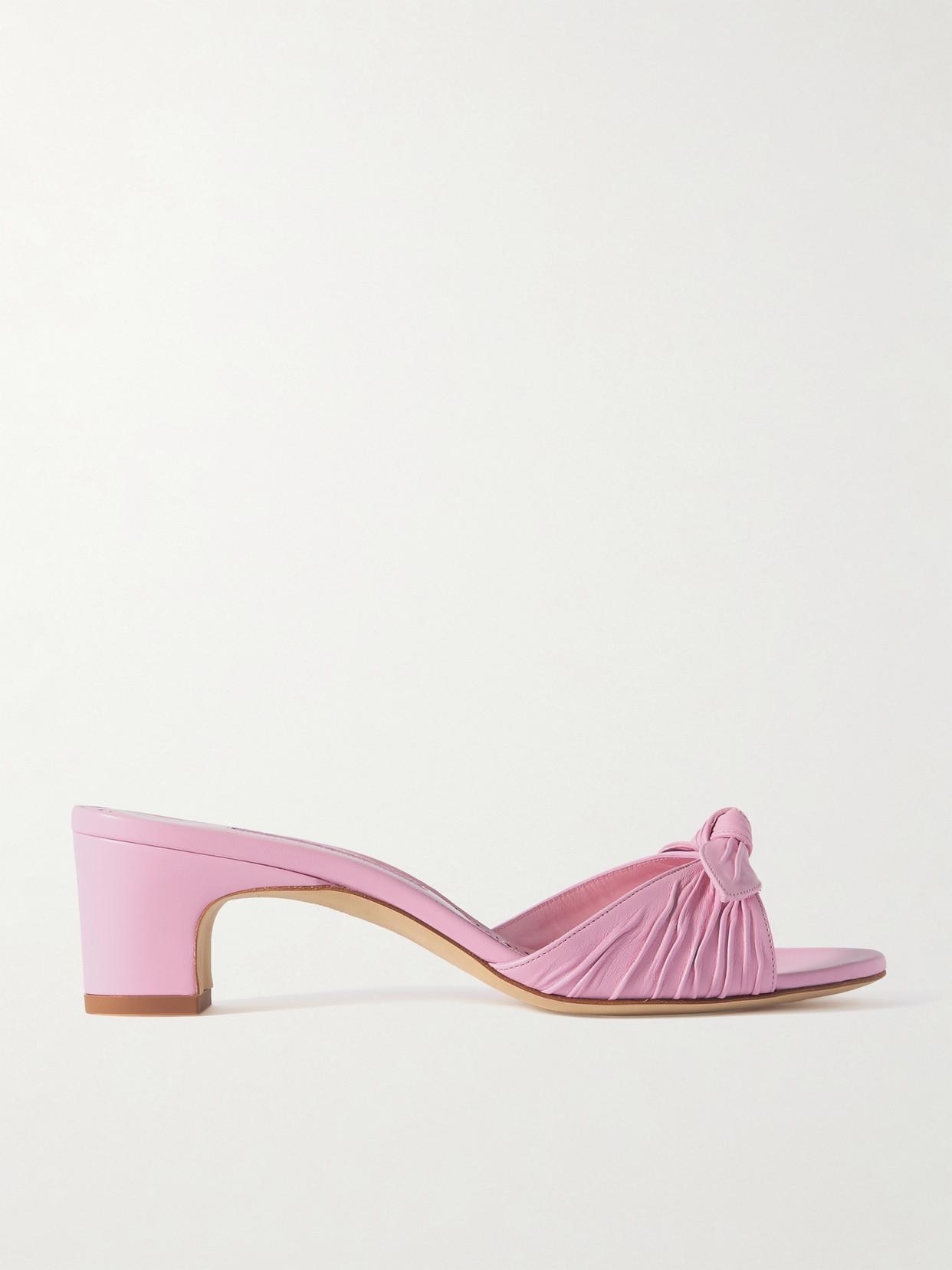 Lolloso Bow-detail Leather Mules In Pink Product Image