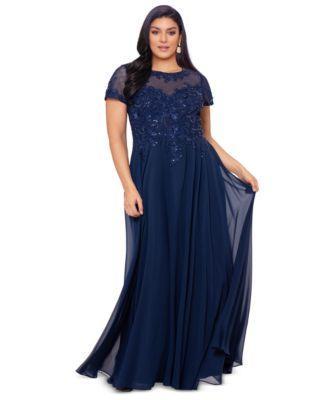 Plus Size Beaded Chiffon Gown Product Image