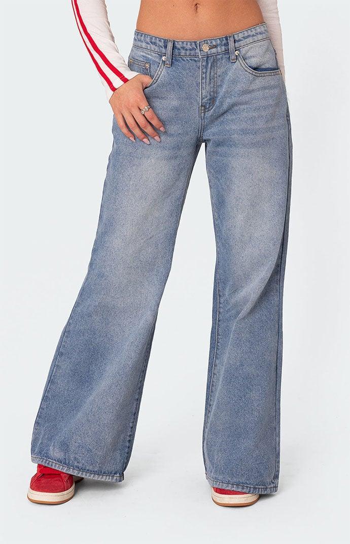 Edikted Womens Low Rise Wide Leg Jeans Product Image