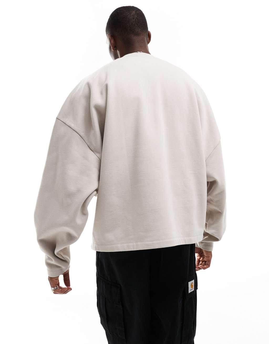 ASOS DESIGN heavyweight extreme oversized crew neck sweatshirt in sand Product Image