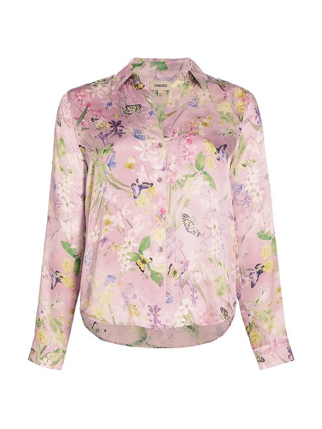 Womens Tyler Floral Silk Button-Front Blouse Product Image