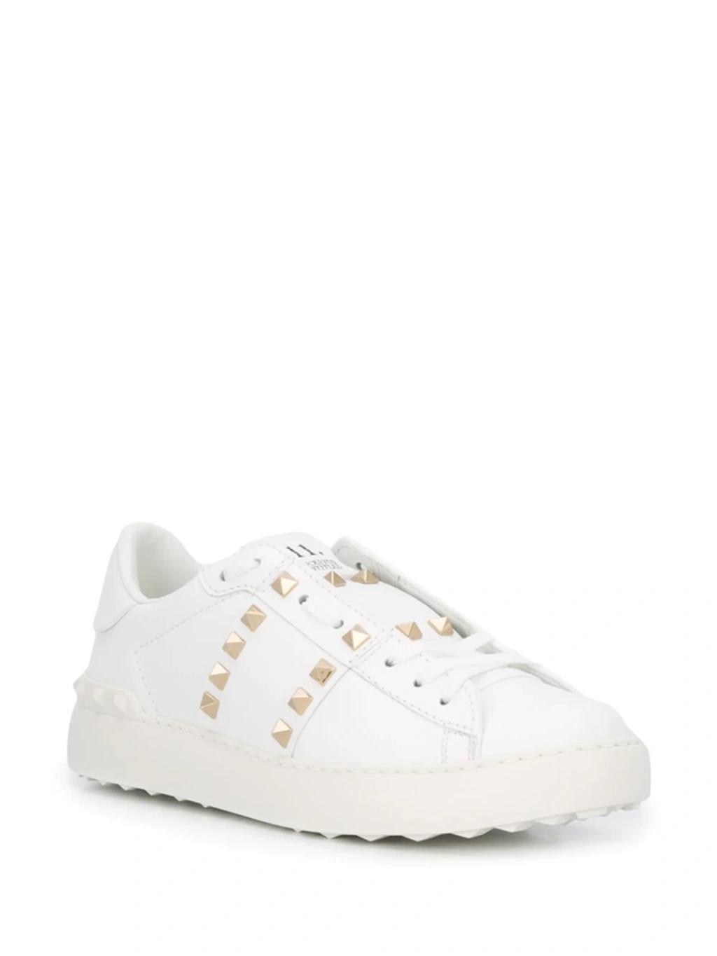 White Rockstud Untitled Open Sneakers In White 1 Product Image