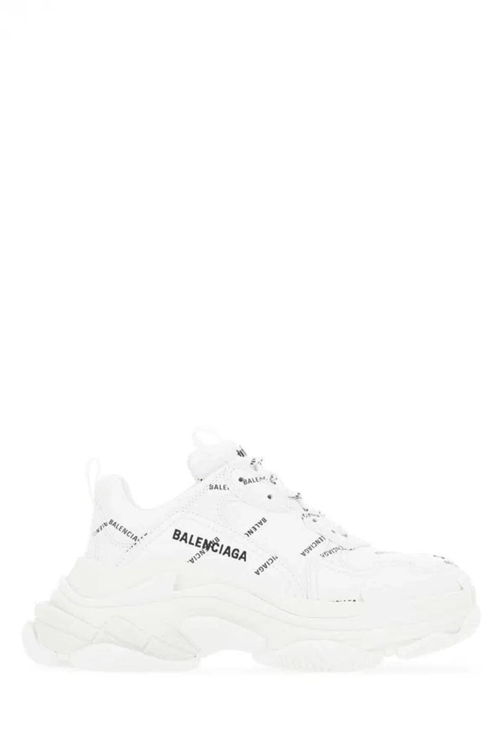 BALENCIAGA Synthetic Leather Triple S Sneakers For Women In White Product Image