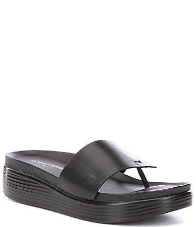 Donald Pliner Fifi Leather Platform Wedge Thong Sandals Product Image
