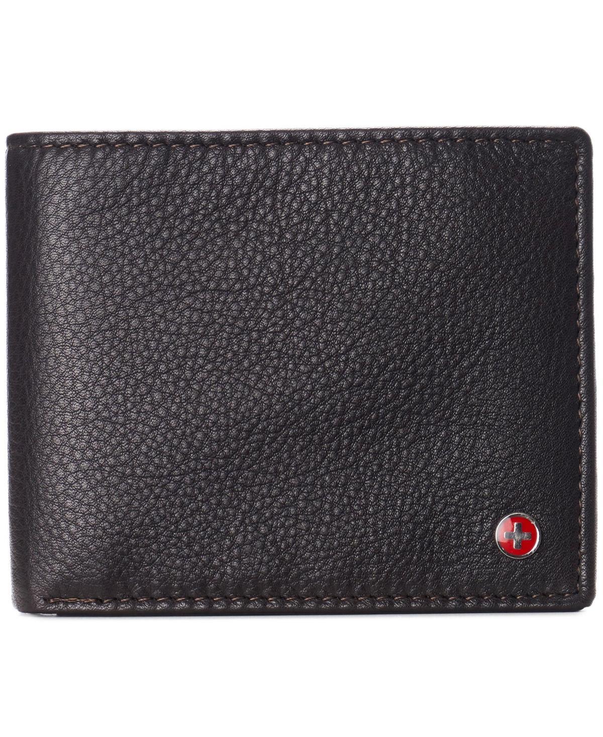 Alpine Swiss Mens Leather Rfid Bifold Wallet 2 Id Windows Divided Bill Section Product Image