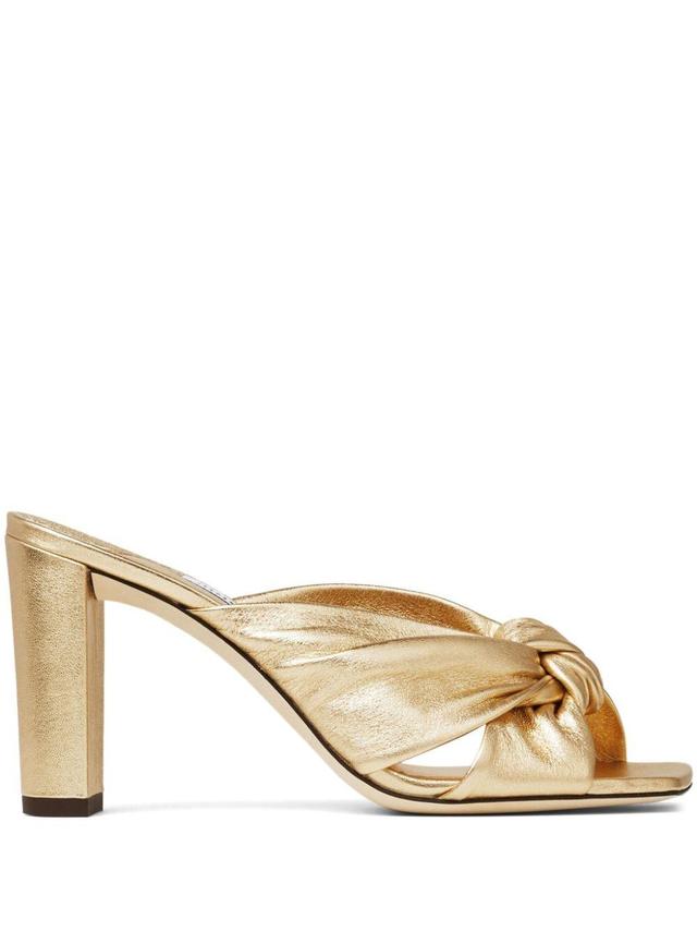 JIMMY CHOO Avenue Metallic-finish Leather Mules In Gold Product Image