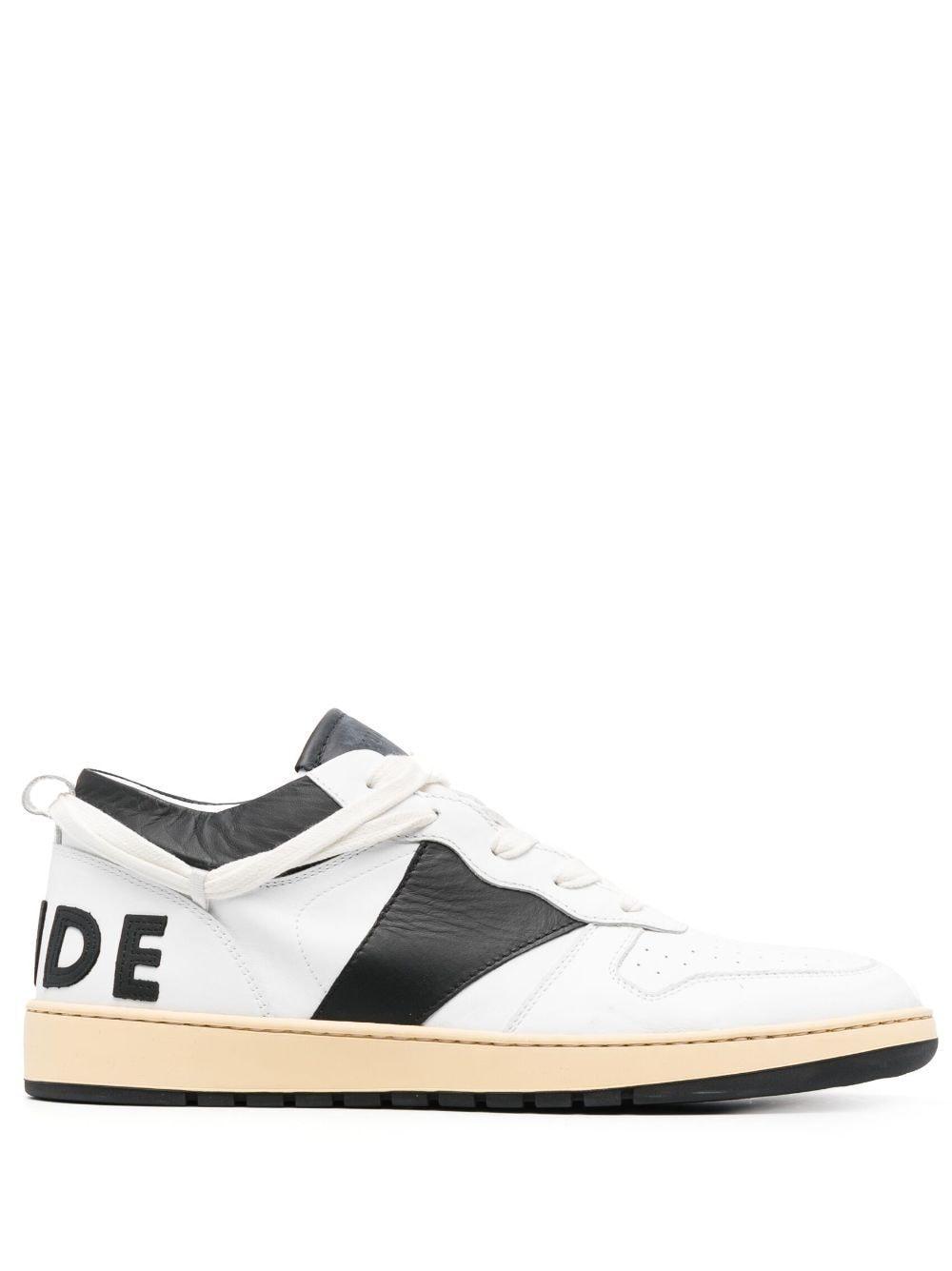 Rhecess Leather Low Top Sneakers In White Black Product Image