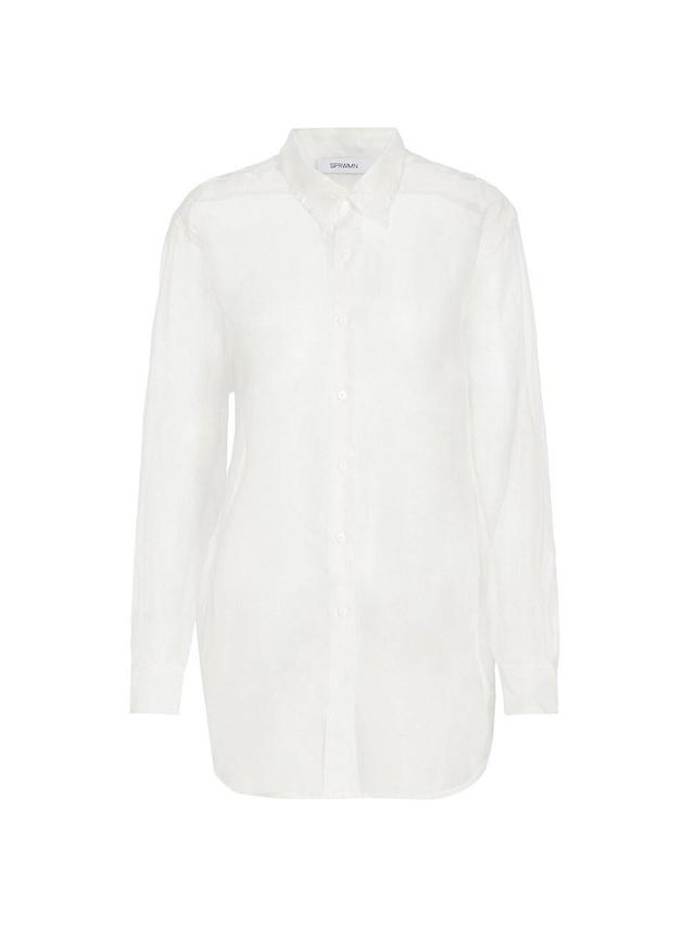 Womens Oversized Sheer Button-Front Shirt Product Image