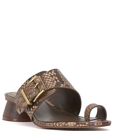 Vince Camuto Lenqua Snake Print Leather Toe Loop Slide Sandals Product Image