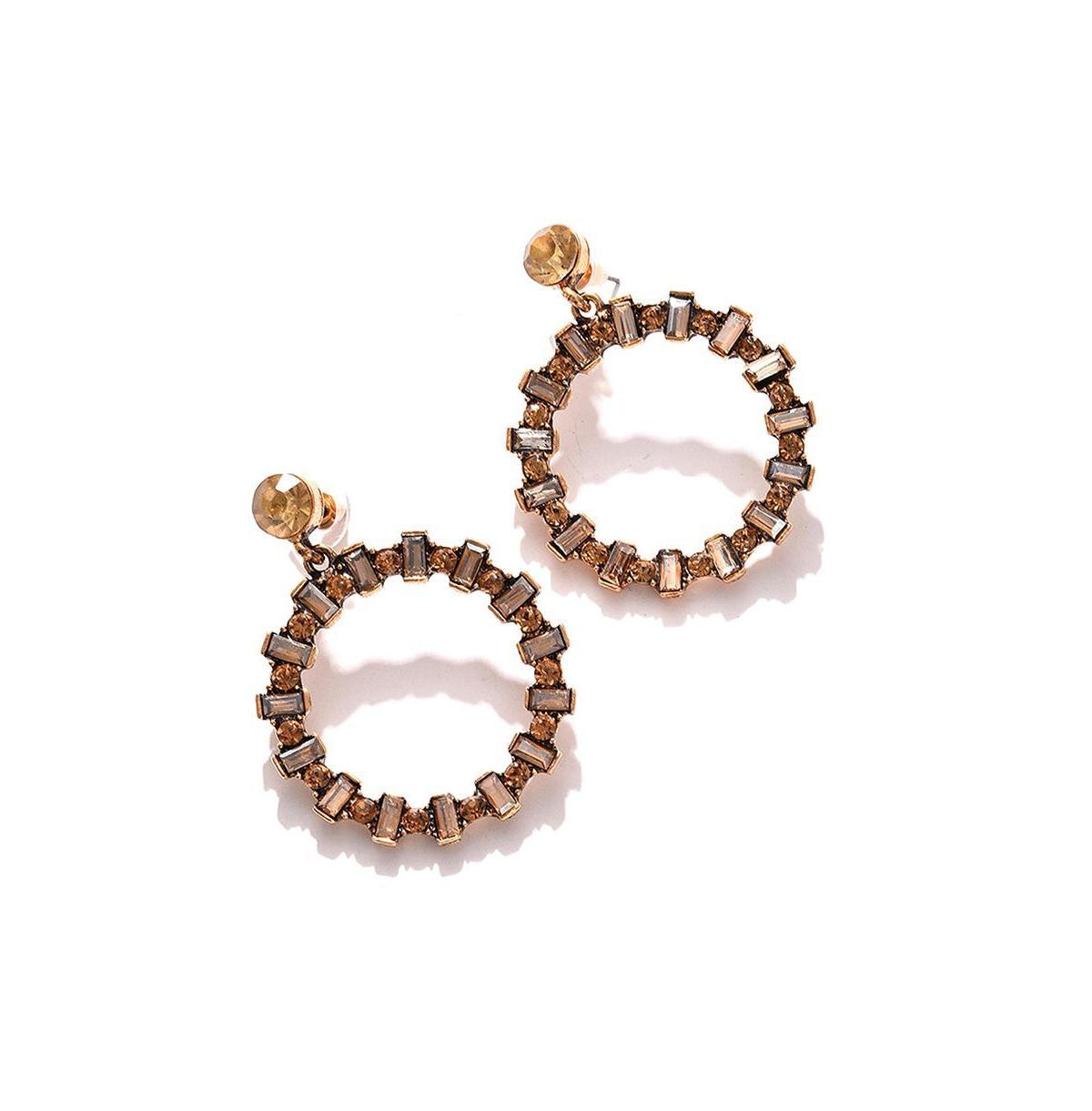 Sohi Womens Gold Embellished Circular Drop Earrings Product Image