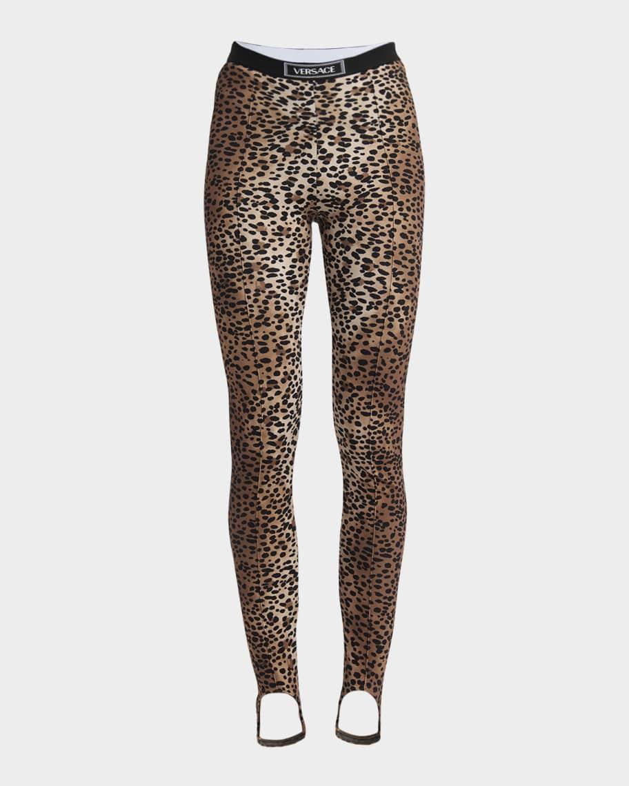 Leopard-Print 90s Versace Pull-On Stirrup Leggings product image