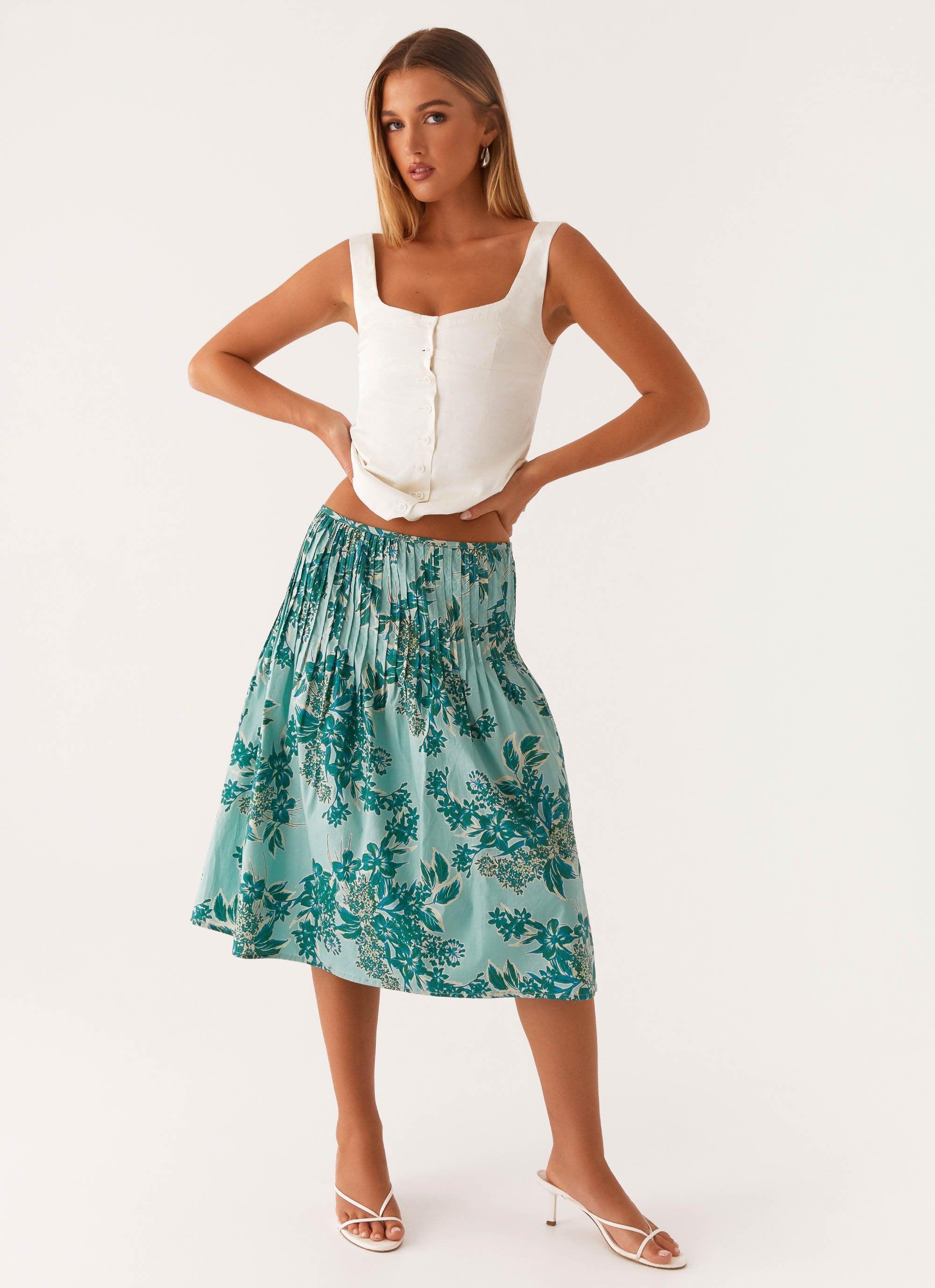 Dreamscape Midi Skirt - Cloud Nine Floral Product Image