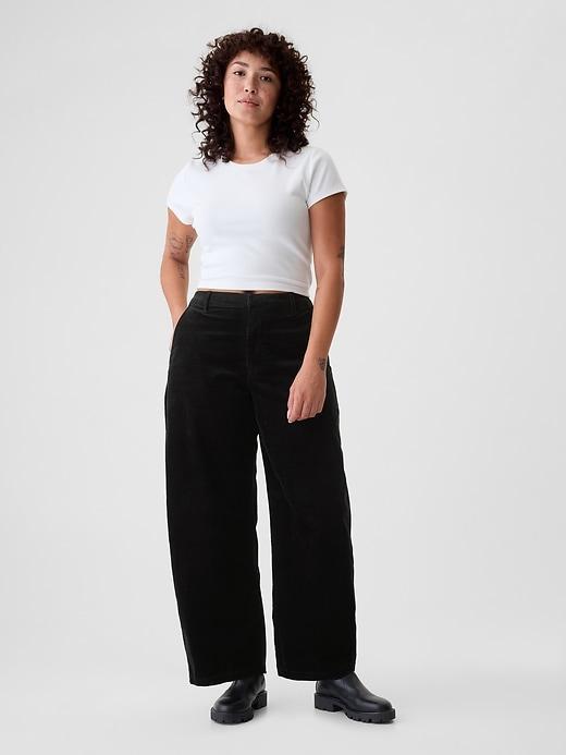 High Rise Corduroy Tapered Ankle Trousers Product Image