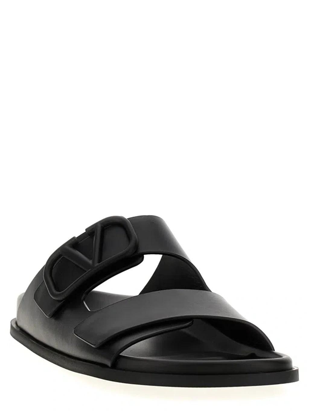 'v Logo Signature' Sandals In Black Product Image